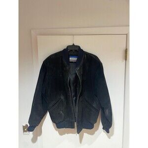 Vintage 1990s Exclusive Boeing Black Suede Leather Pilot Bomber Jacket Sz Small